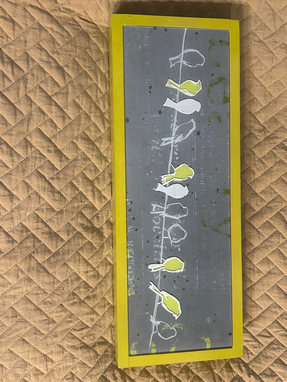 Modern Bird Wall Art in Gray and Chartreuse